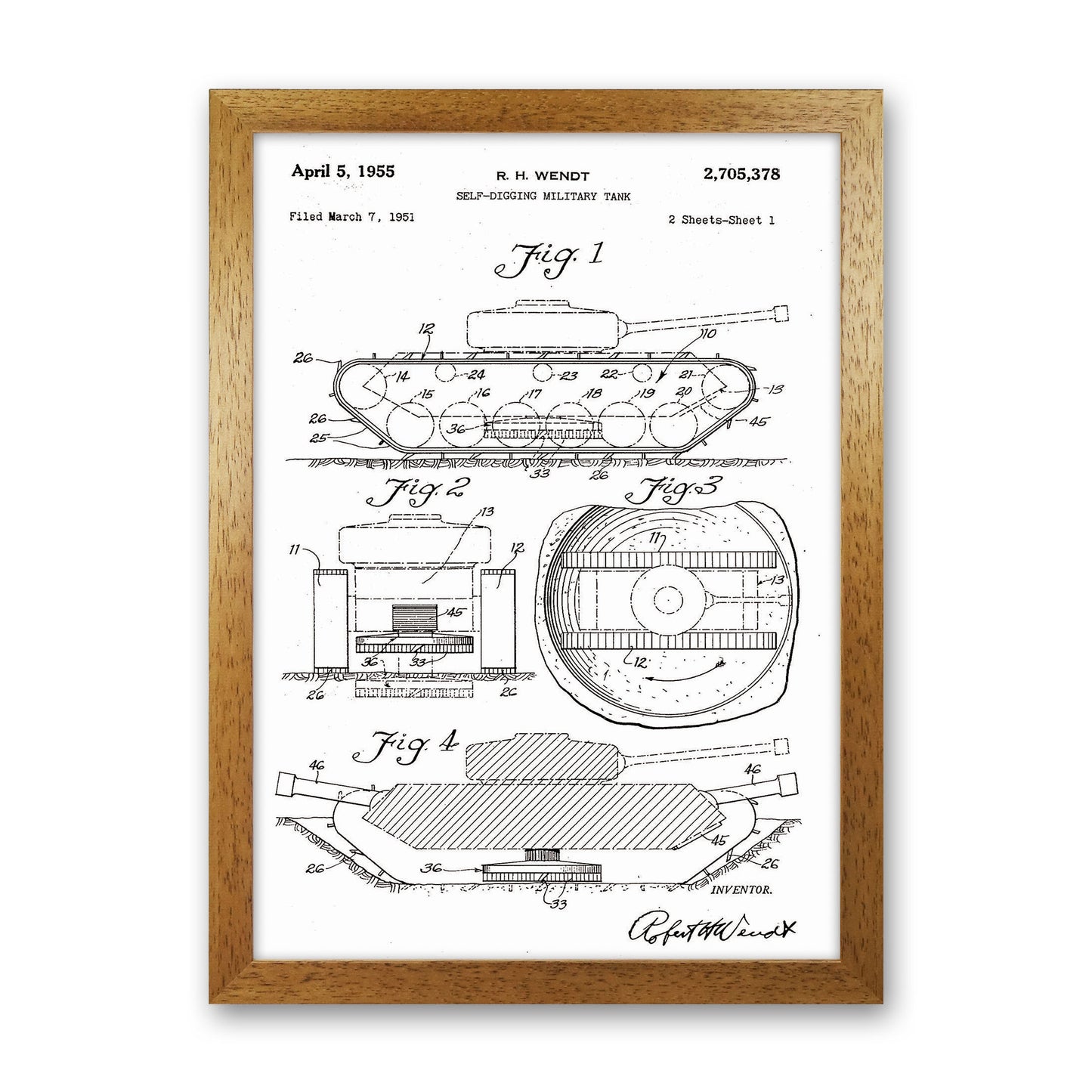 Military Tank Patent Art Print by Jason Stanley Oak Grain