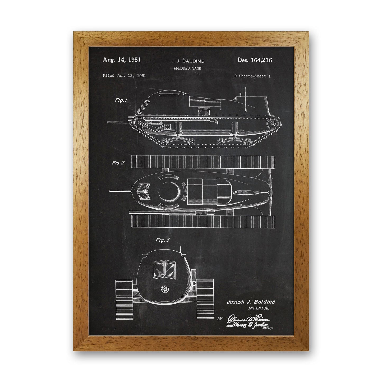 Armored Tank Patent Art Print by Jason Stanley Oak Grain