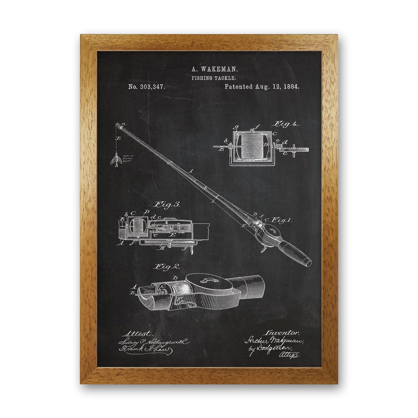 Fishing Rod Patent Art Print by Jason Stanley Oak Grain