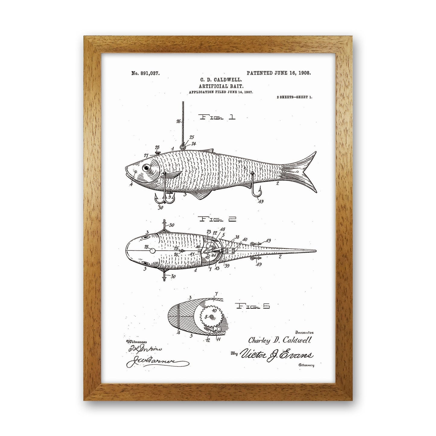 Fishing Lure Patent Art Print by Jason Stanley Oak Grain