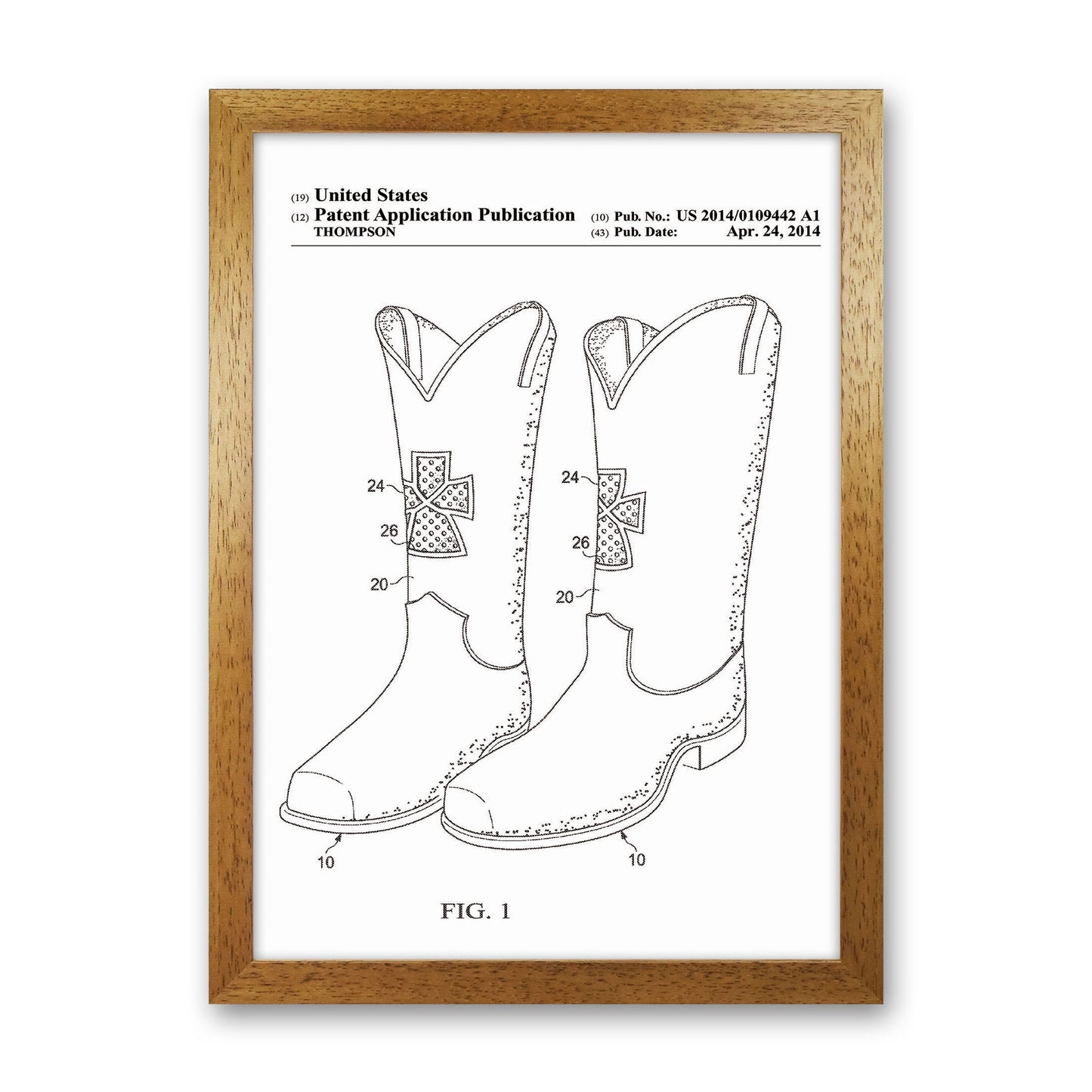 Cowboy Boots Patent Art Print by Jason Stanley Oak Grain