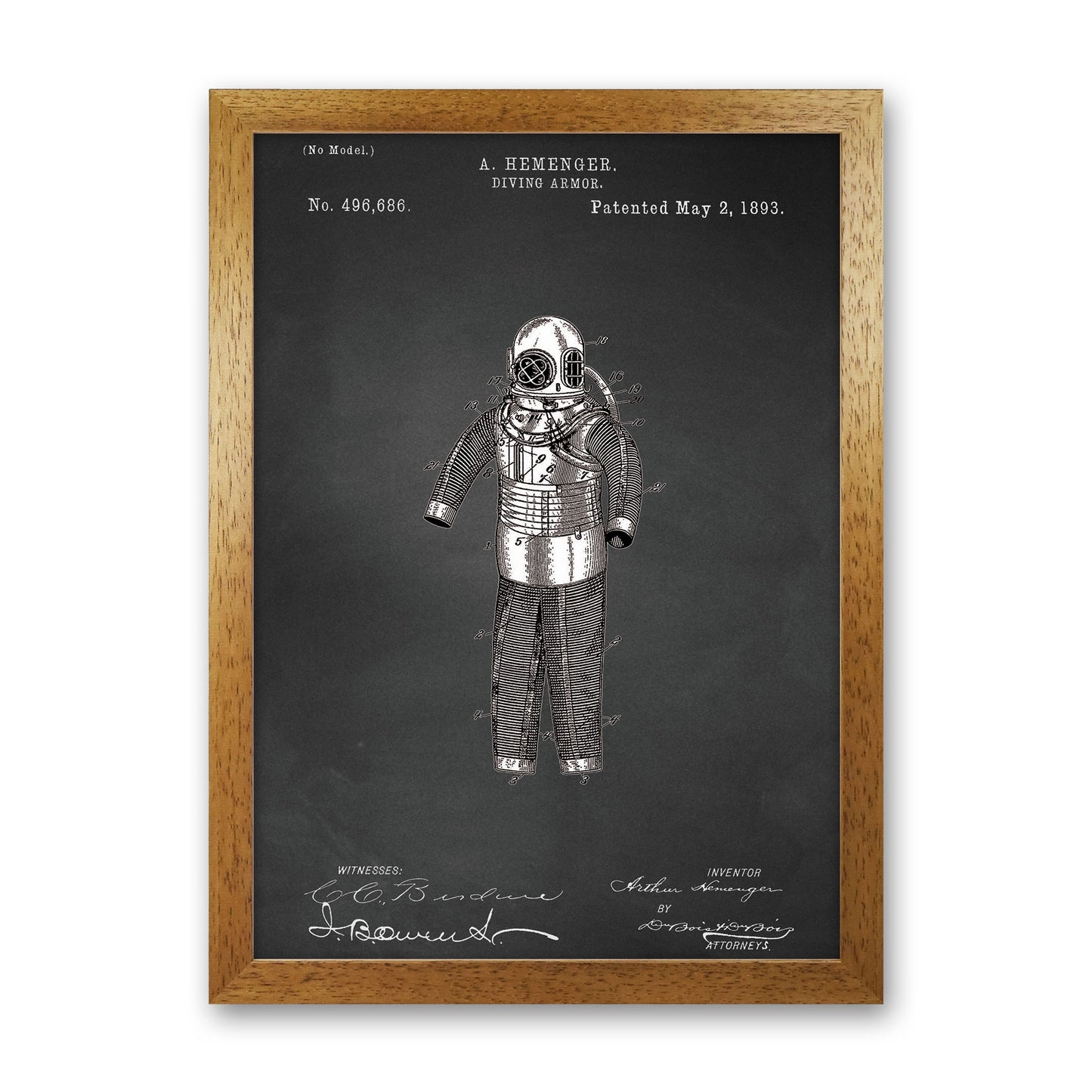 Diving Armor Patent Art Print by Jason Stanley Oak Grain