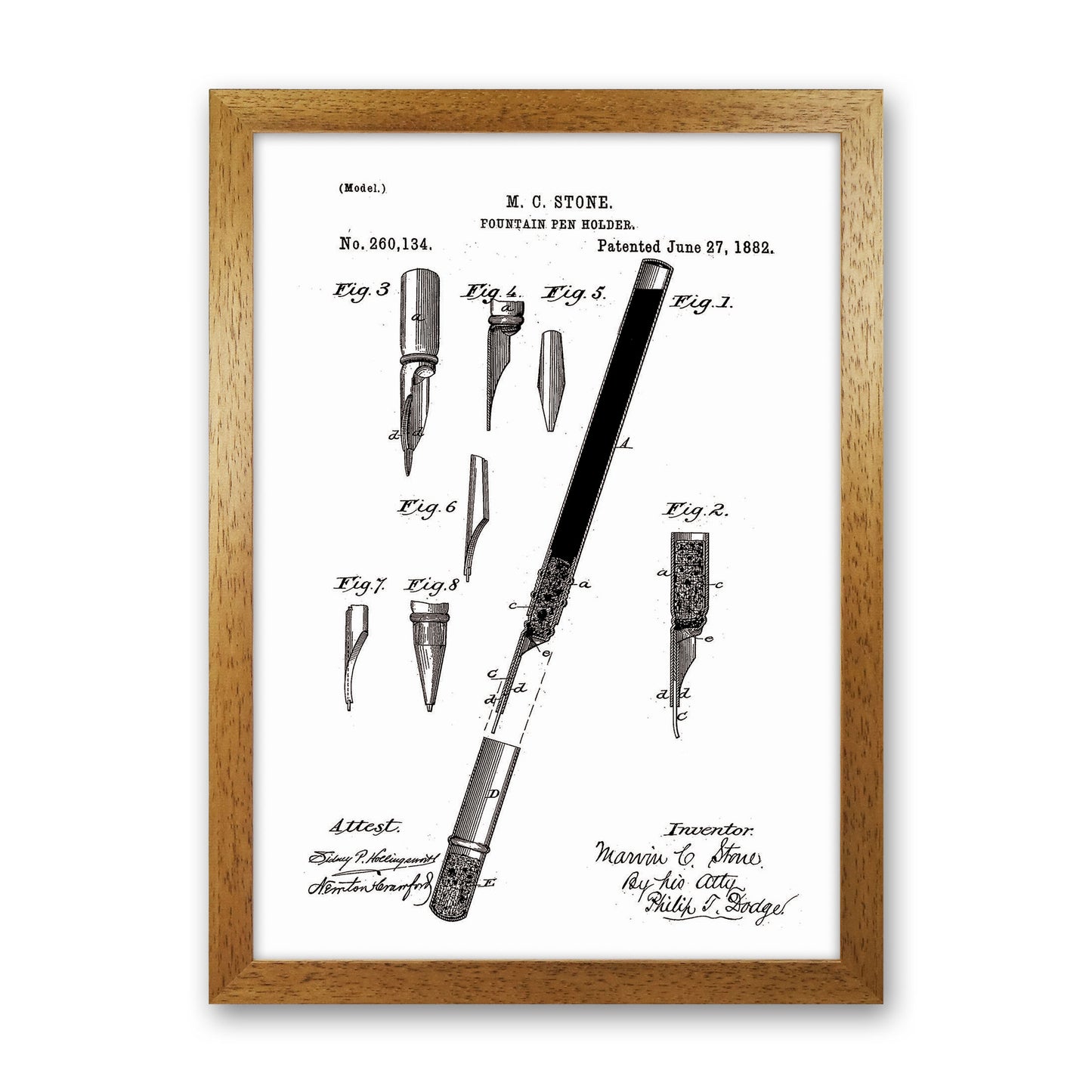 Fountain Pen Patent Art Print by Jason Stanley Oak Grain
