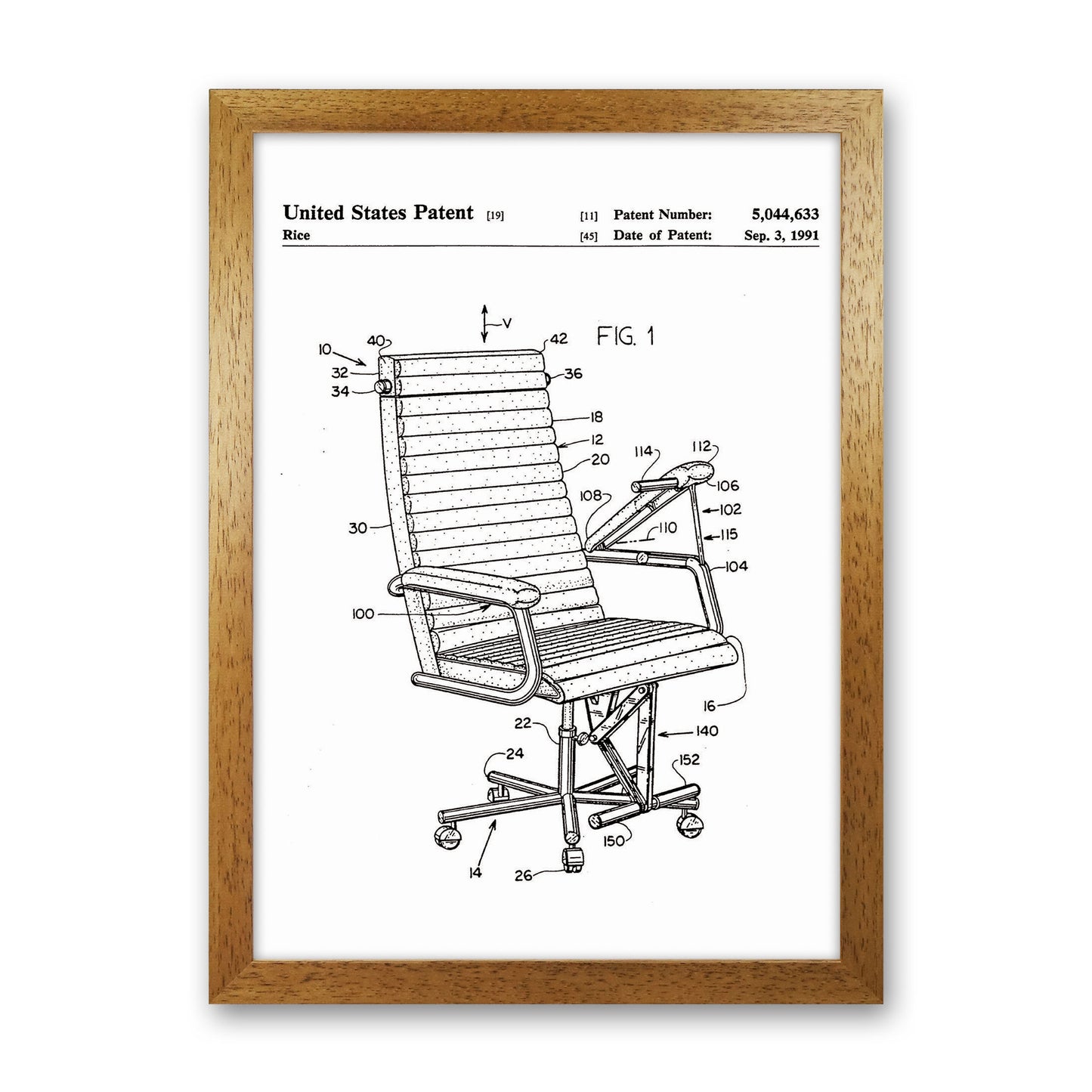 Desk Chair Patent Art Print by Jason Stanley Oak Grain