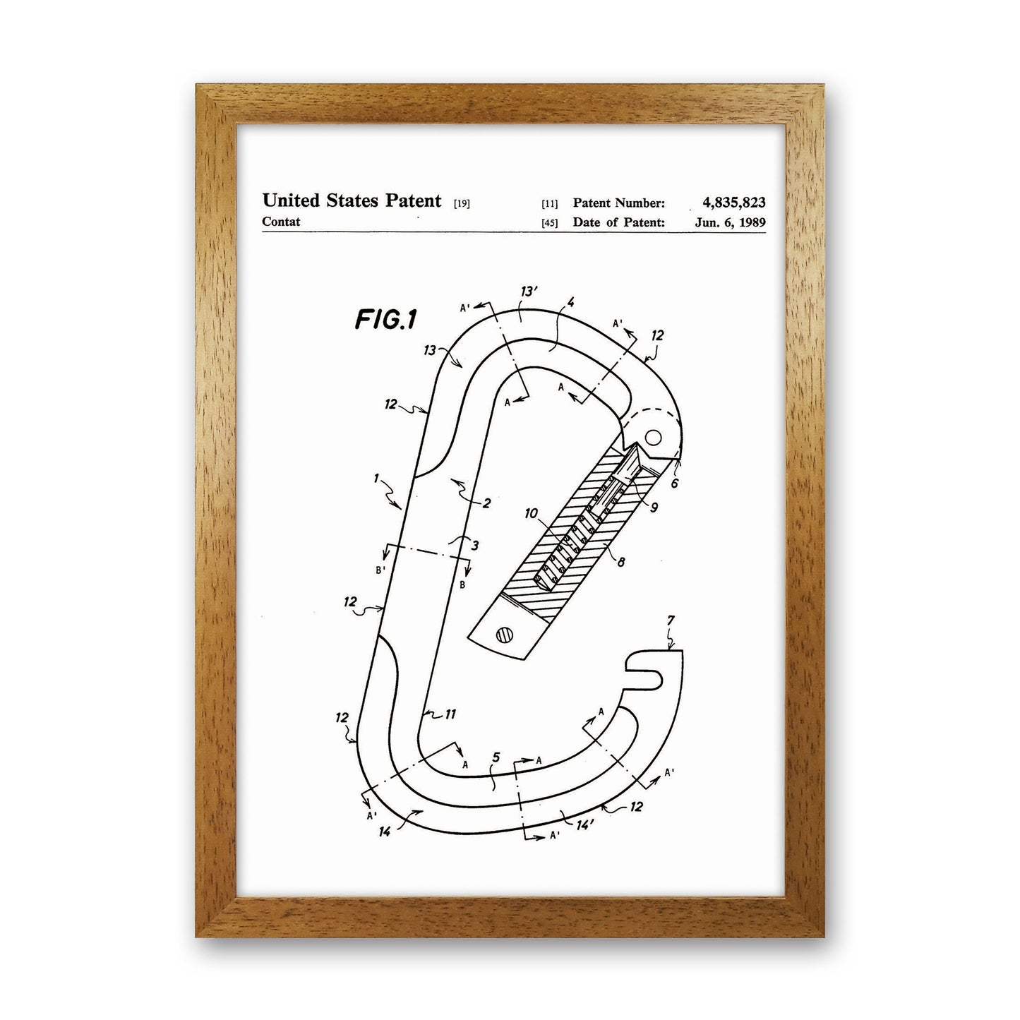 Caribiner Patent Art Print by Jason Stanley Oak Grain