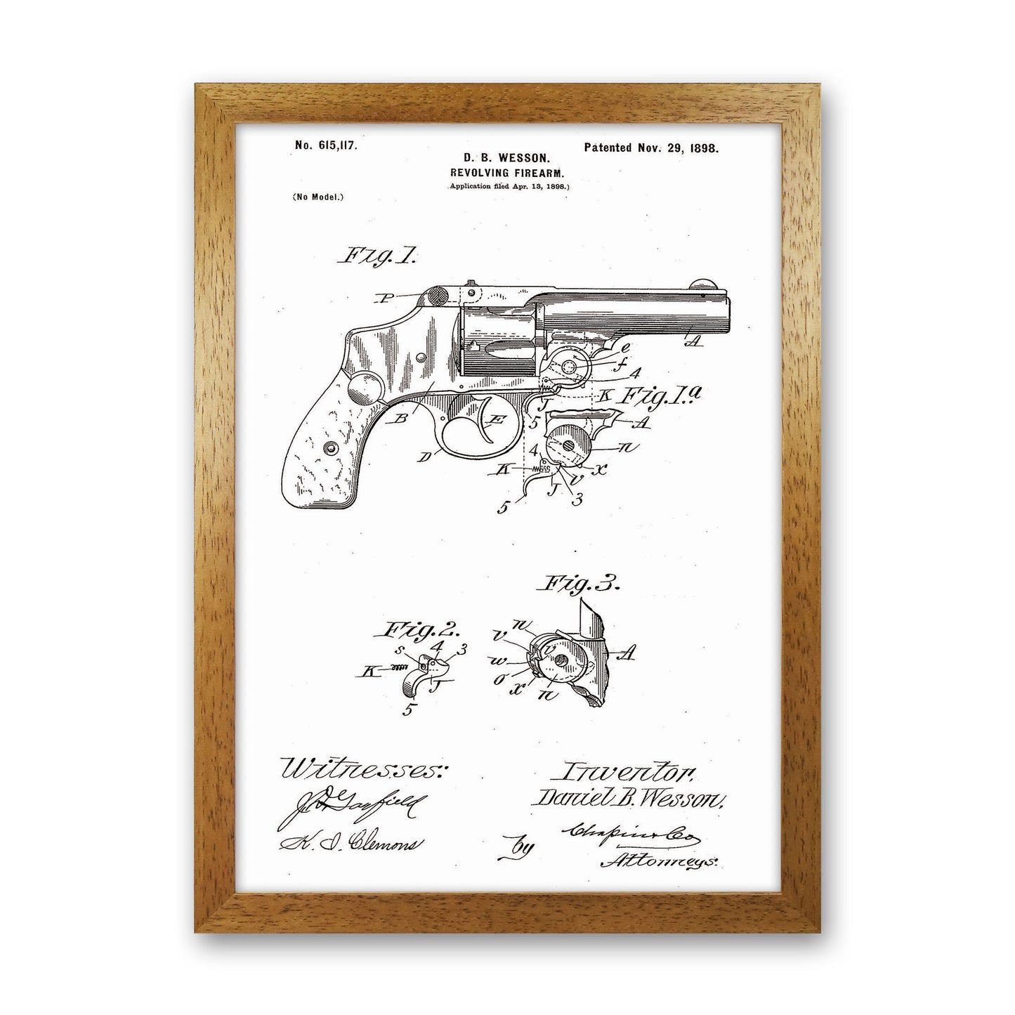 Revolver Patent Art Print by Jason Stanley Oak Grain