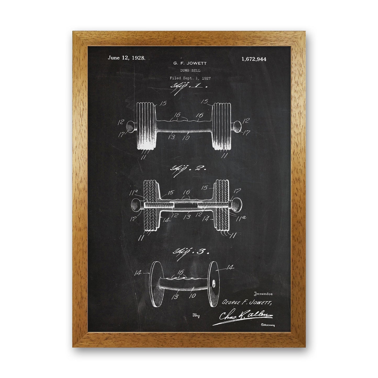 Dumbbell Patent Art Print by Jason Stanley Oak Grain