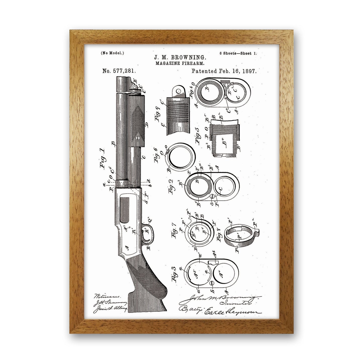 Shotgun Patent Art Print by Jason Stanley Oak Grain