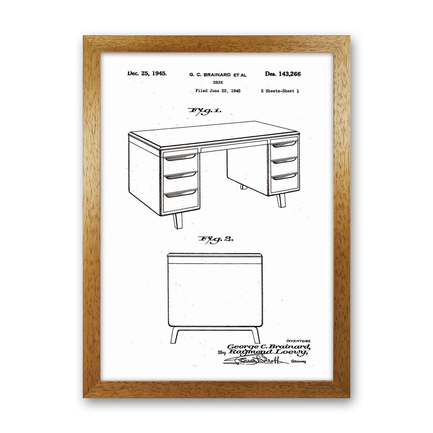 Desk Patent Art Print by Jason Stanley Oak Grain
