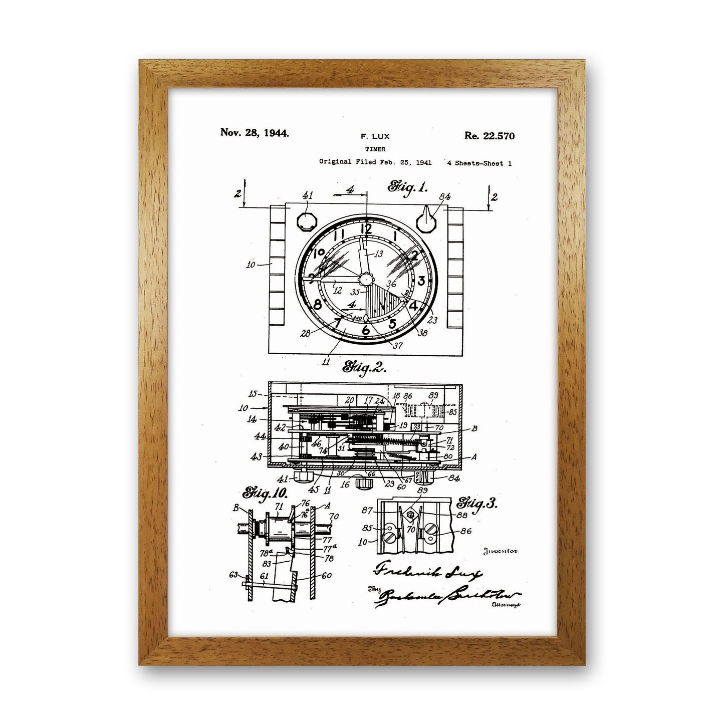 Timer Patent Art Print by Jason Stanley Oak Grain