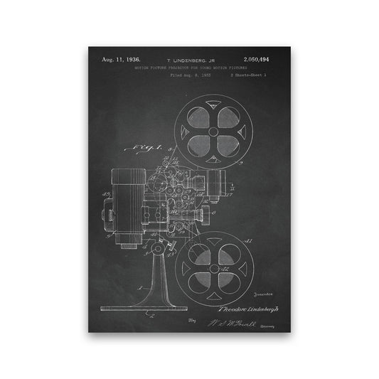 Motion Picture Projector Patent-Chalkboard Art Print by Jason Stanley Print Only