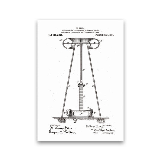 Tesla Electrical Energy Patent Art Print by Jason Stanley Print Only