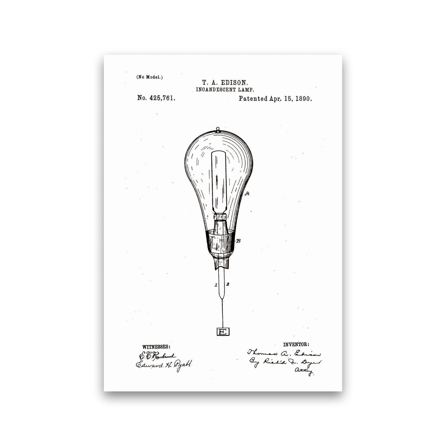 Incandescent Light Bulb Patent Art Print by Jason Stanley Print Only