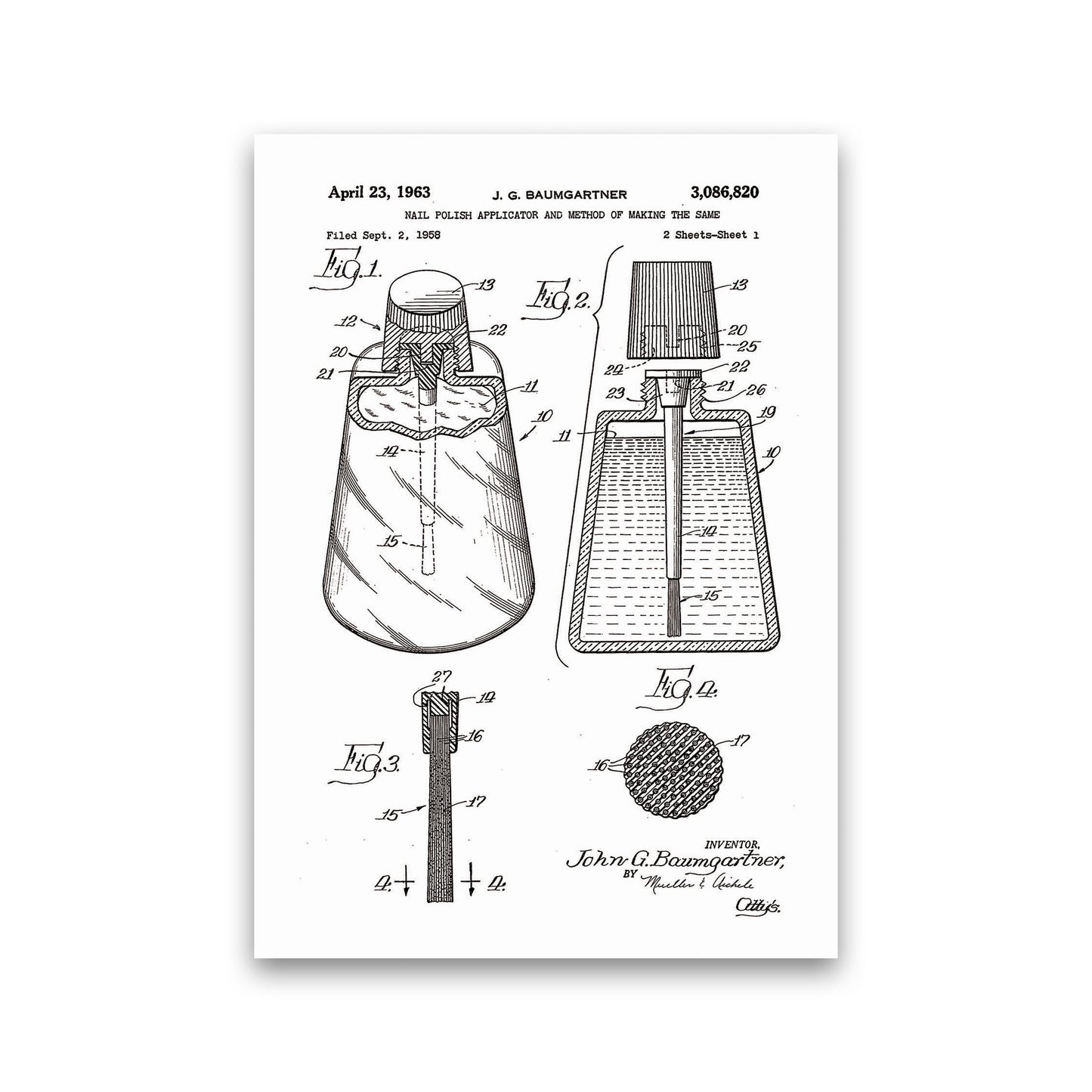 Nail Polish Applicator Patent Art Print by Jason Stanley Print Only