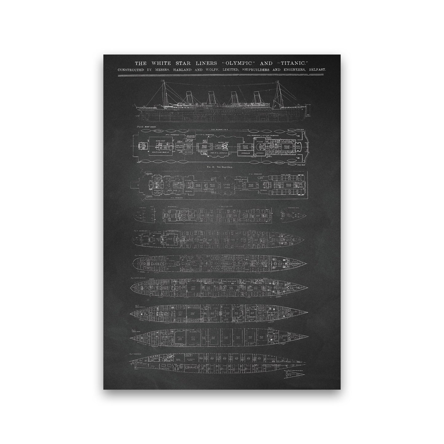 Titanic Patent- Chalkboard Art Print by Jason Stanley Print Only