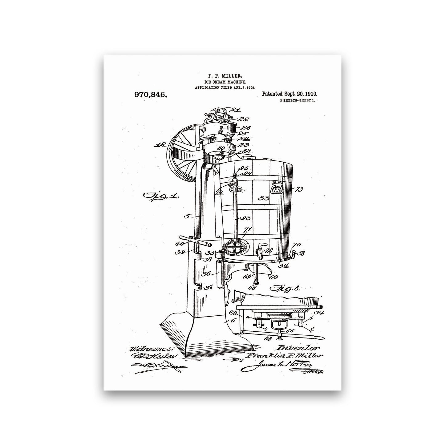 Ice Cream Machine Patent Art Print by Jason Stanley Print Only