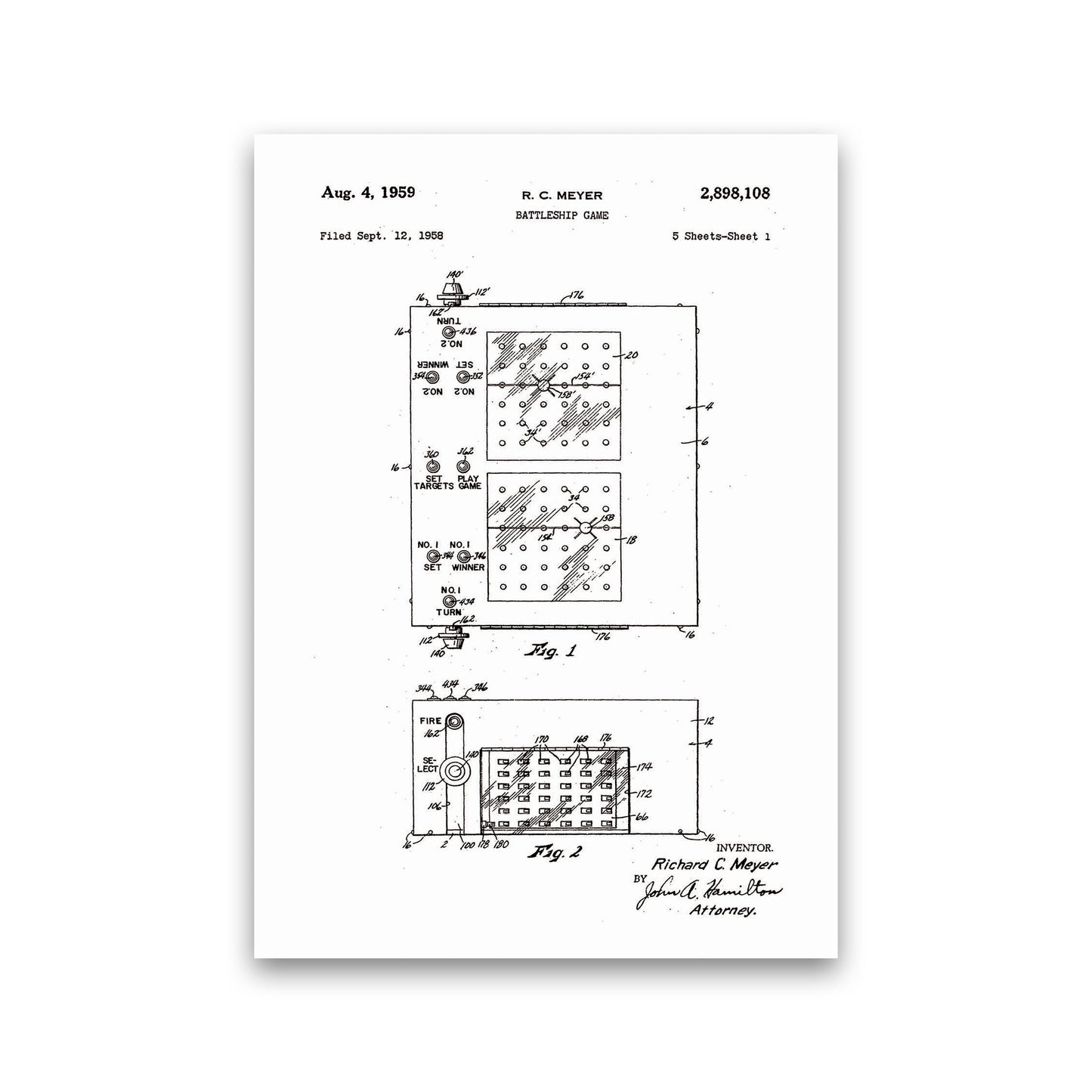 Battleship Game Patent Art Print by Jason Stanley Print Only