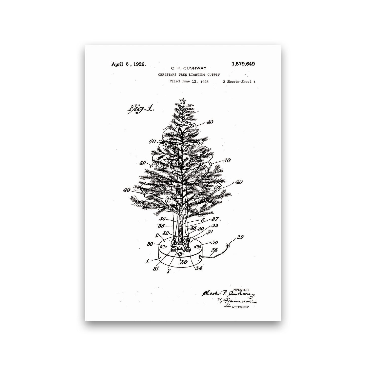 Christmas Tree Patent Art Print by Jason Stanley Print Only