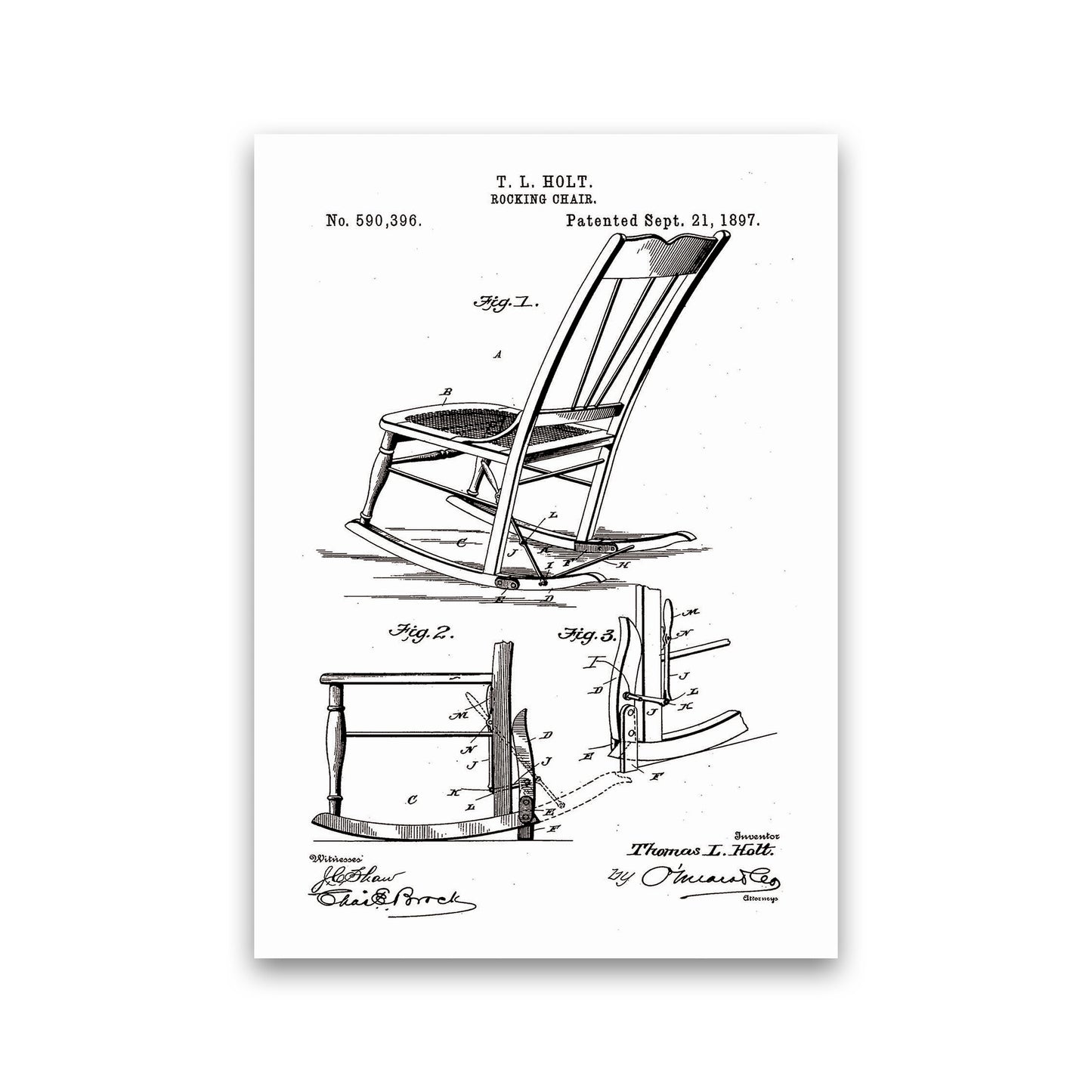 Rocking Chair Patent Art Print by Jason Stanley Print Only