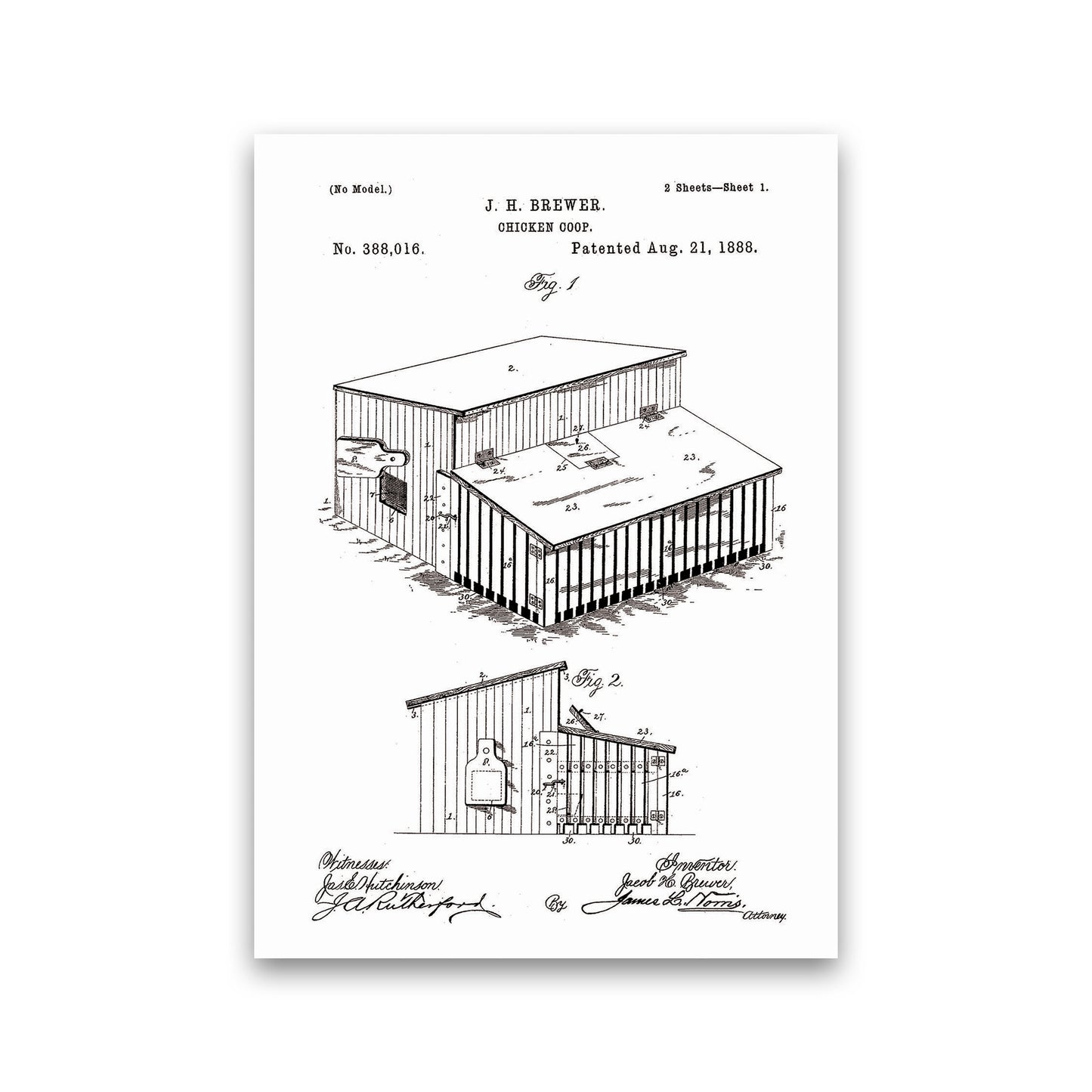 Chicken Coop Patent Art Print by Jason Stanley Print Only