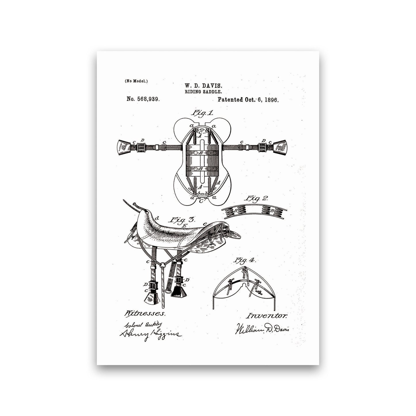 Riding Saddle Patent Art Print by Jason Stanley Print Only