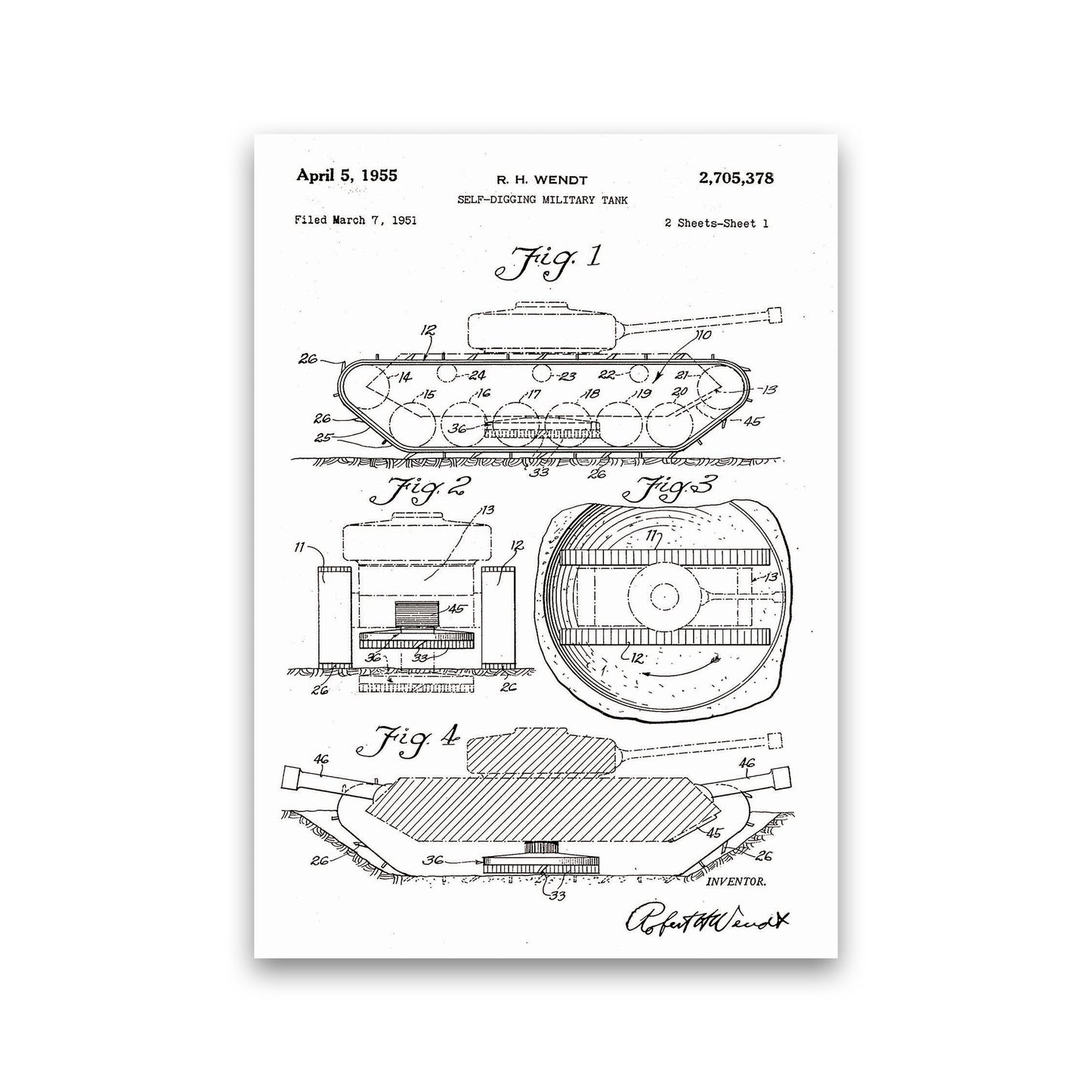 Military Tank Patent Art Print by Jason Stanley Print Only
