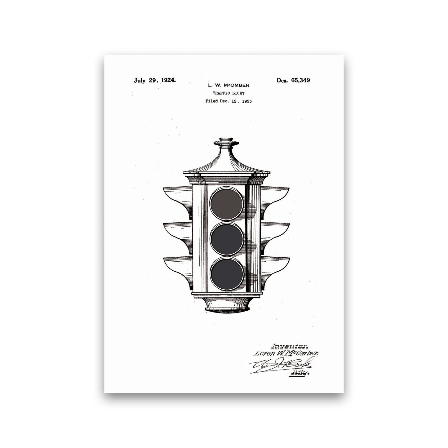 Traffic Light Patent Art Print by Jason Stanley Print Only