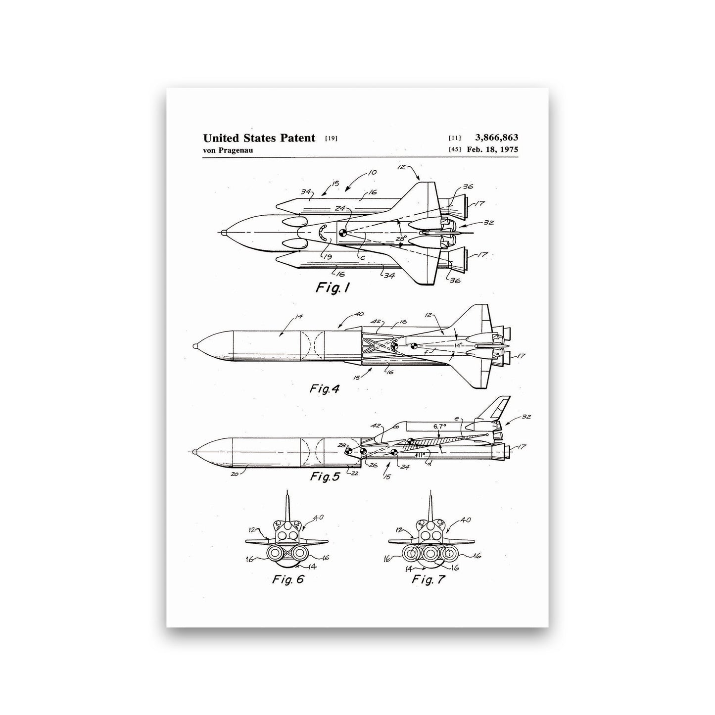 Space Shuttle Patent Art Print by Jason Stanley Print Only