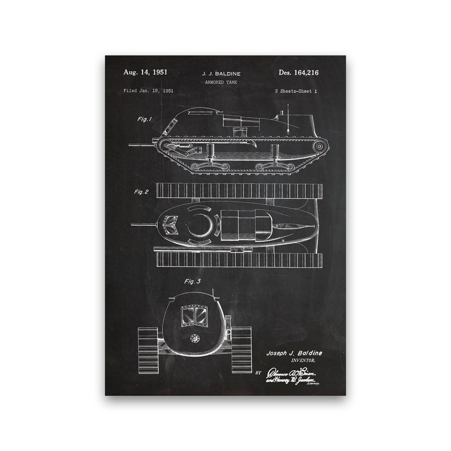Armored Tank Patent Art Print by Jason Stanley Print Only