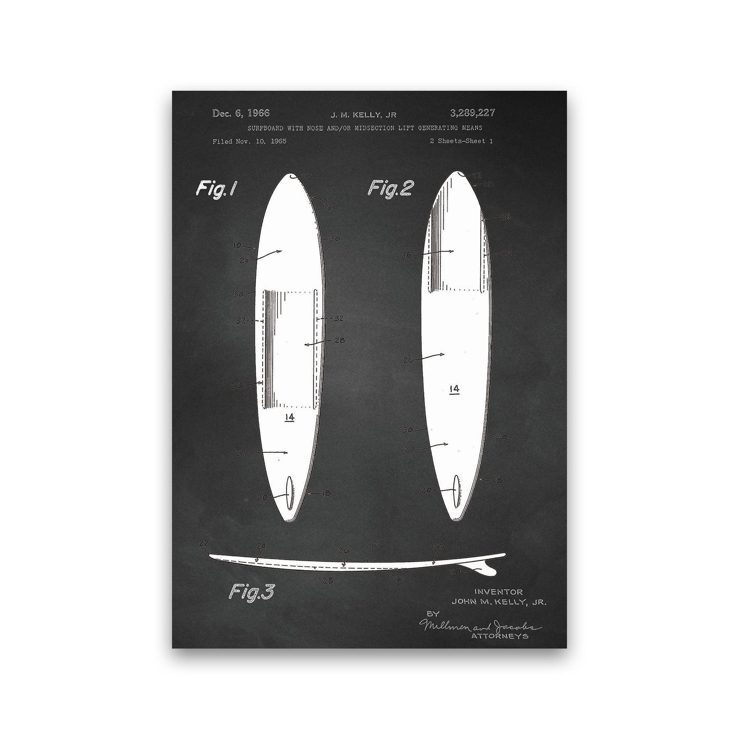 Surfboard Patent 1 Art Print by Jason Stanley Print Only