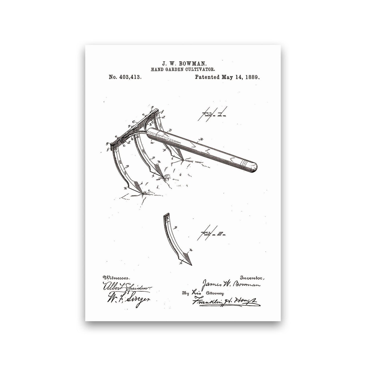 Garden Tool Patent Art Print by Jason Stanley Print Only