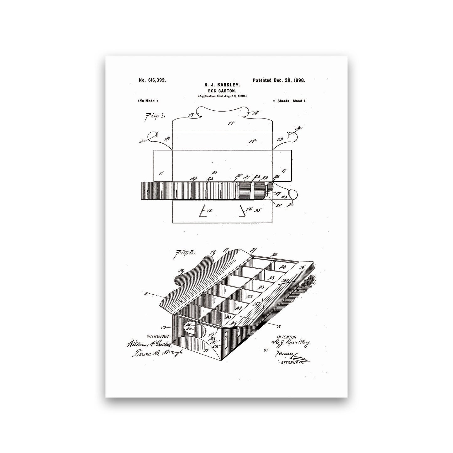 Egg Carton Patent Art Print by Jason Stanley Print Only