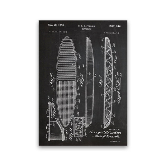 Surfboard Patent Art Print by Jason Stanley Print Only