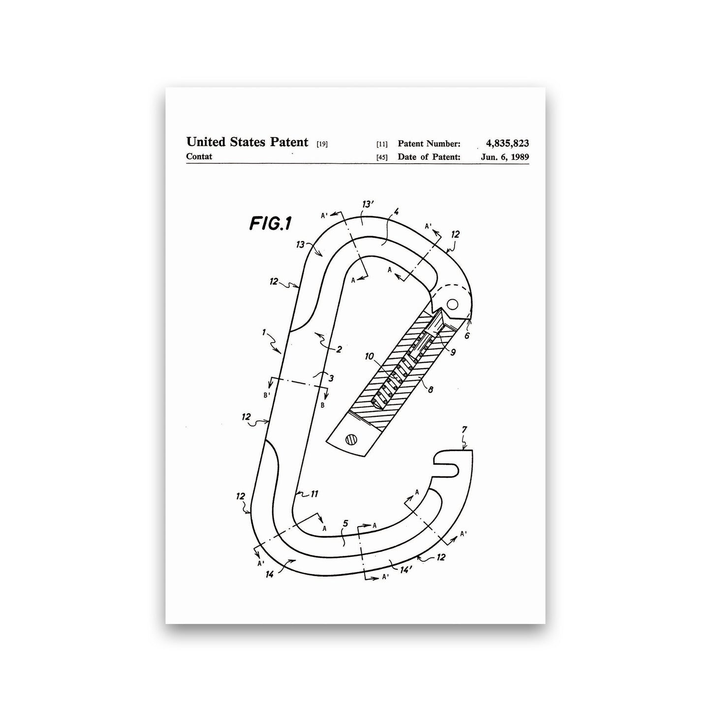 Caribiner Patent Art Print by Jason Stanley Print Only