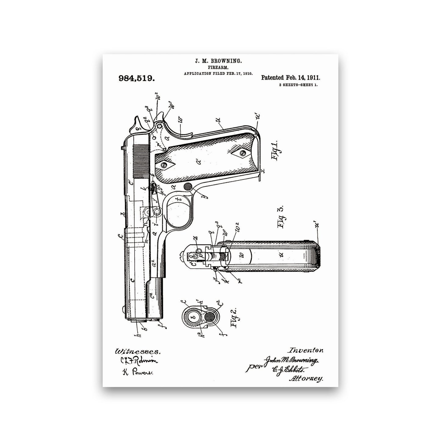 Gun Patent Art Print by Jason Stanley Print Only