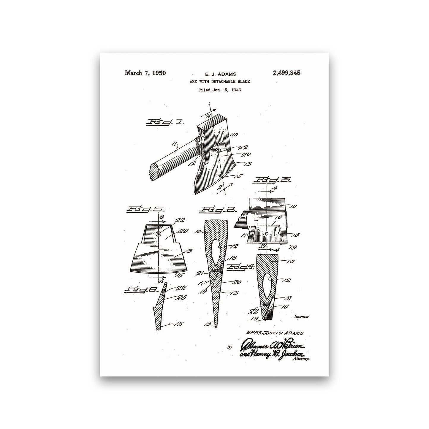 Axe Patent Art Print by Jason Stanley Print Only