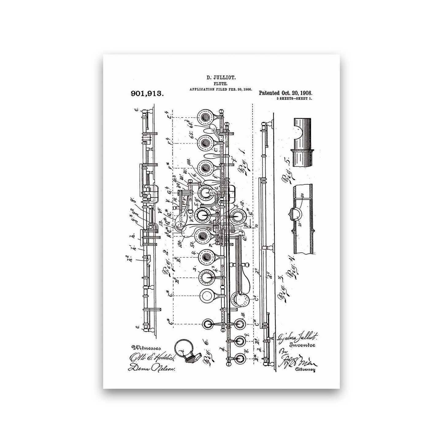 Flute Patent Art Print by Jason Stanley Print Only
