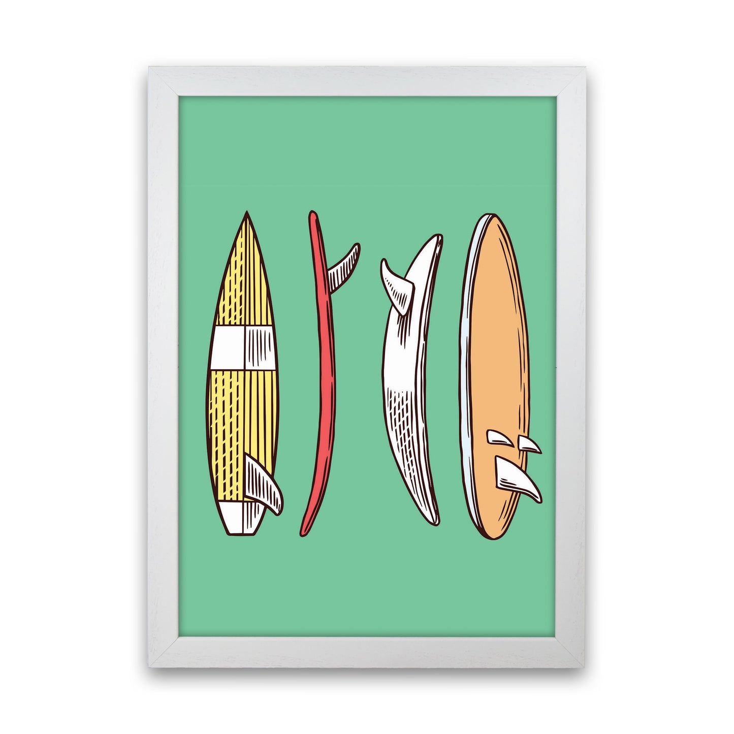 Vintage Surfboard Collection Art Print by Jason Stanley White Grain