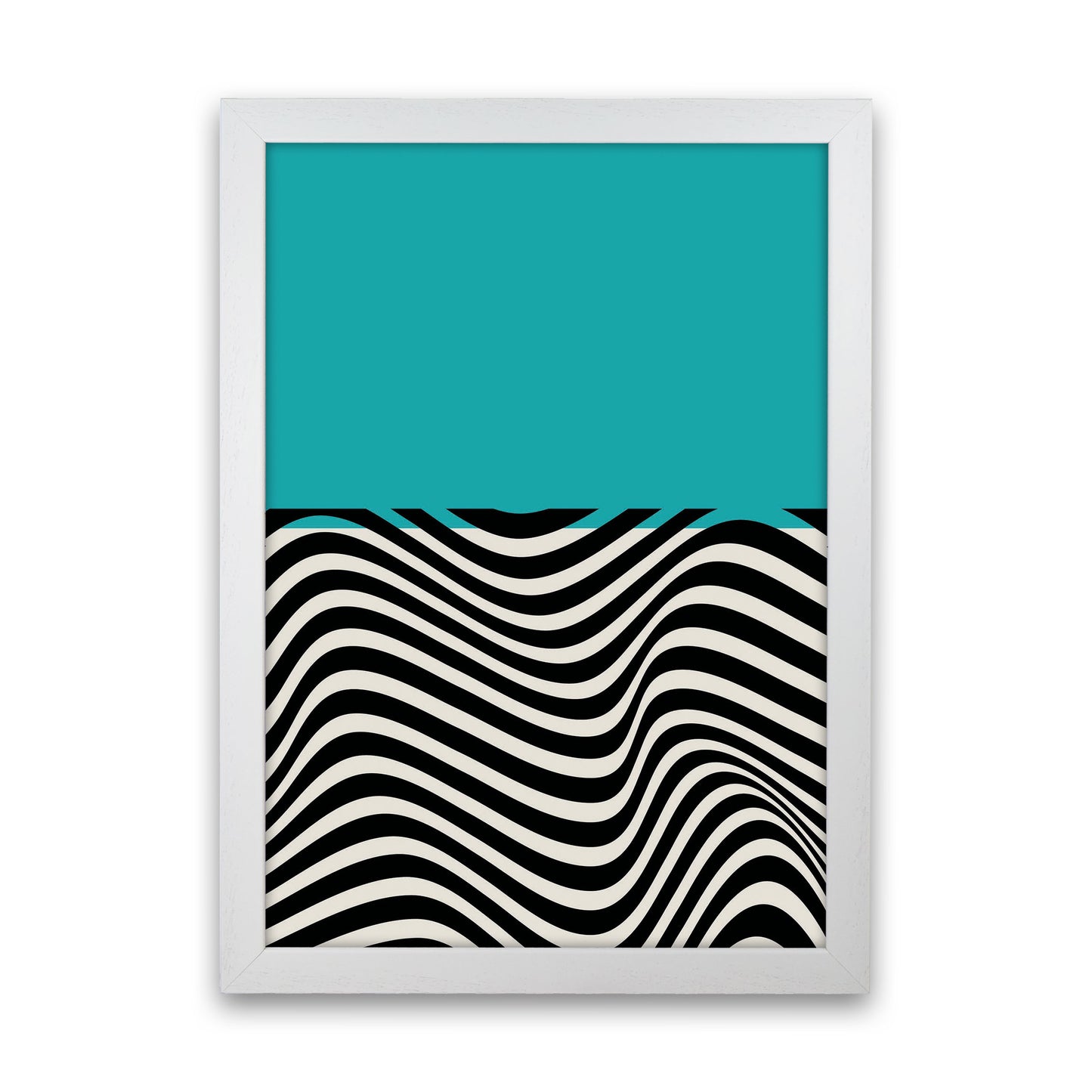Minimal Abstract Blue Wave Art Print by Jason Stanley White Grain