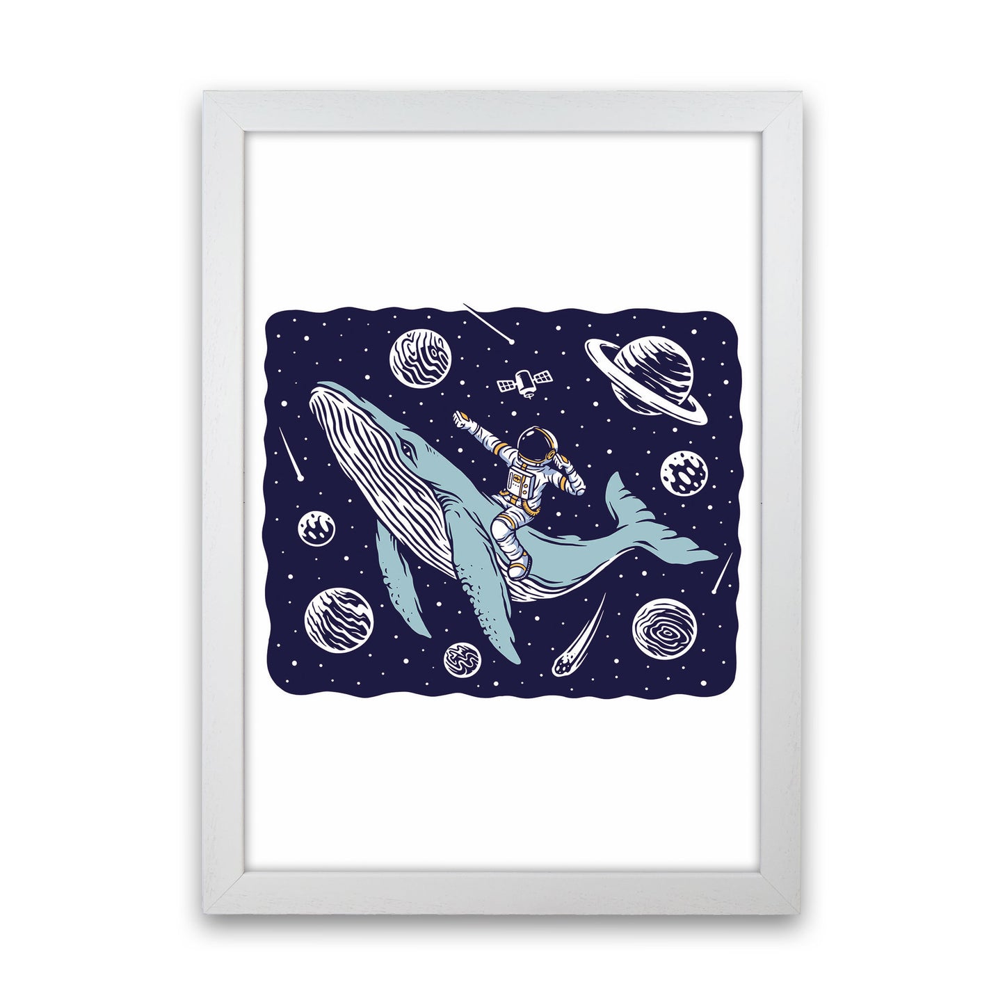 Galactic Whale Rider Art Print by Jason Stanley White Grain