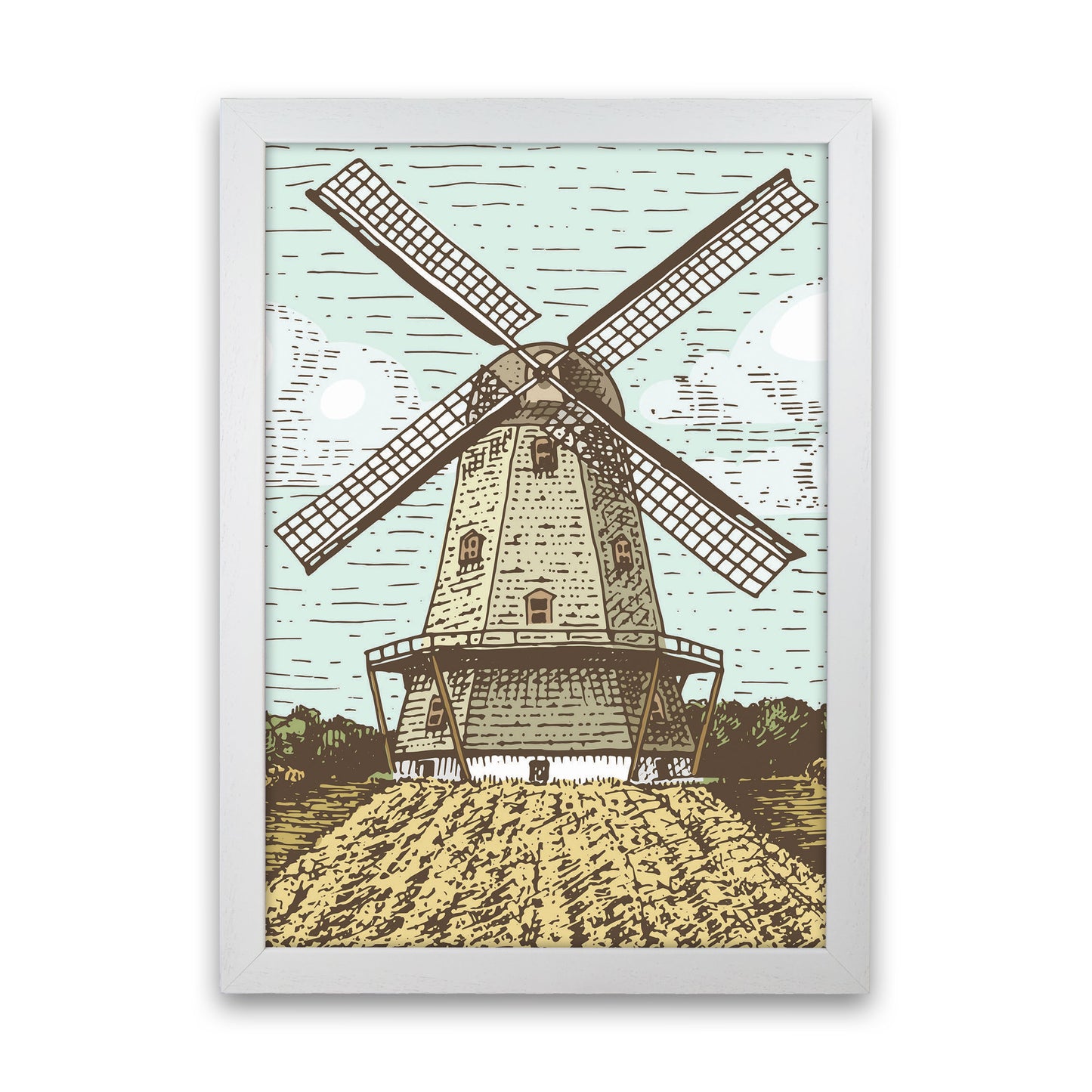 Vintage Windmill Art Print by Jason Stanley White Grain