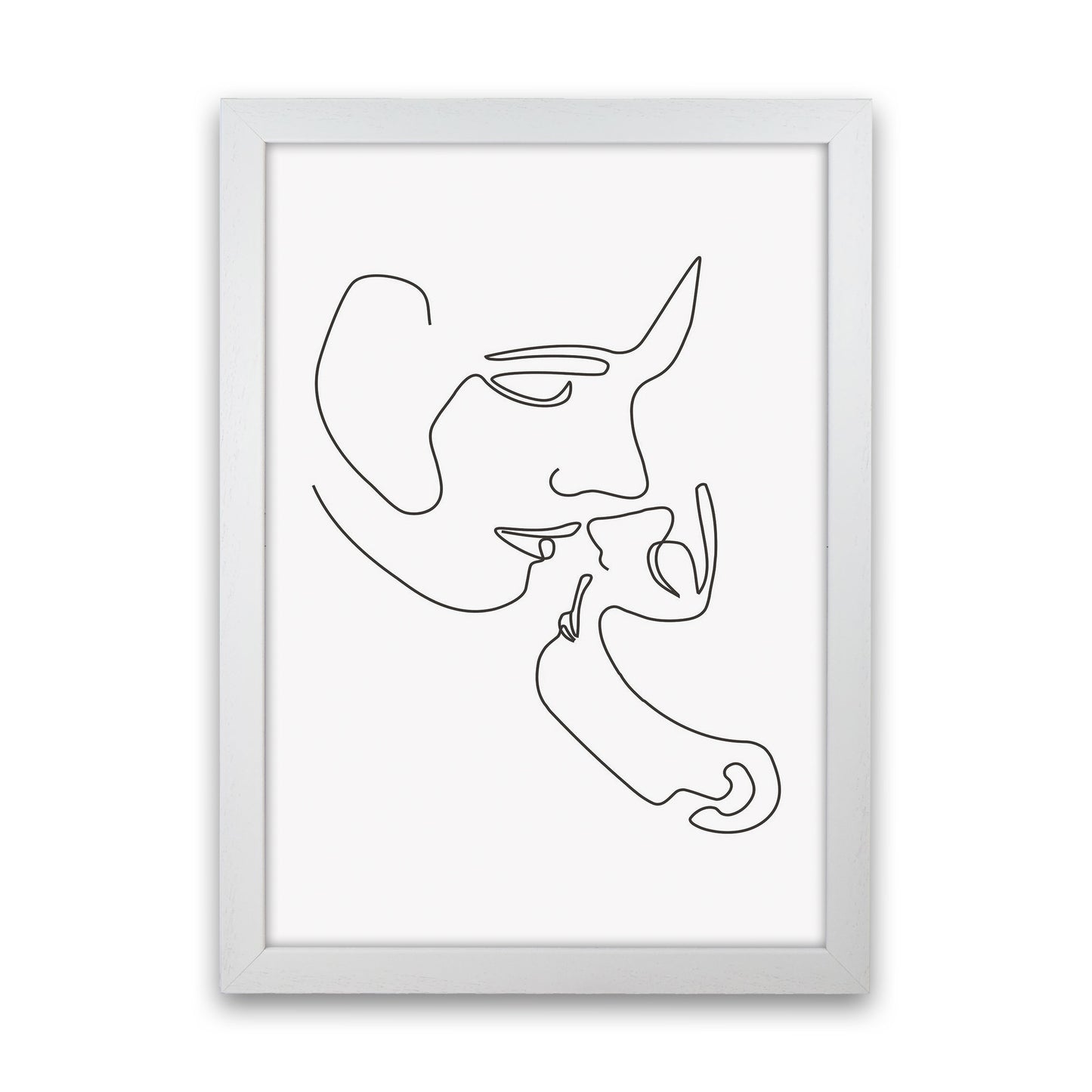 One Line Kiss Art Print by Jason Stanley White Grain