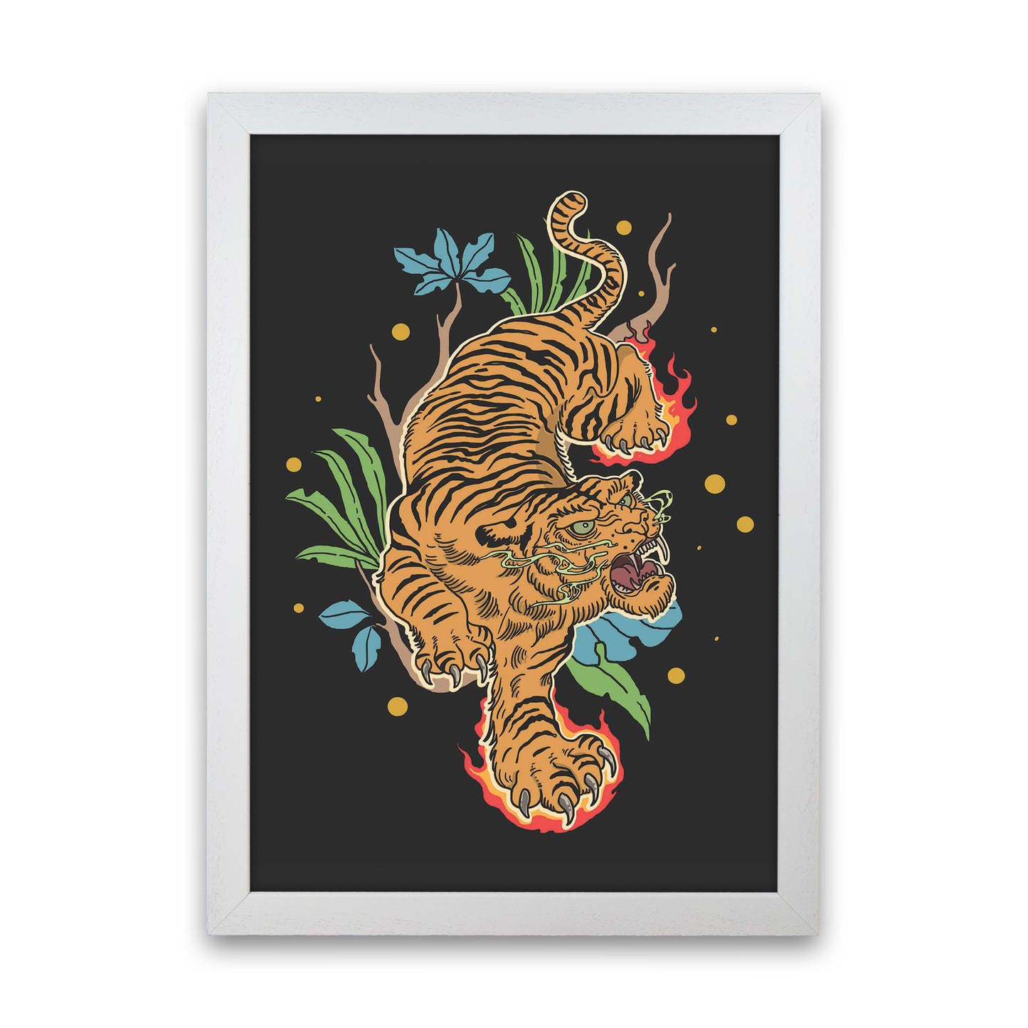Classic Tiger Tattoo Art Print by Jason Stanley White Grain