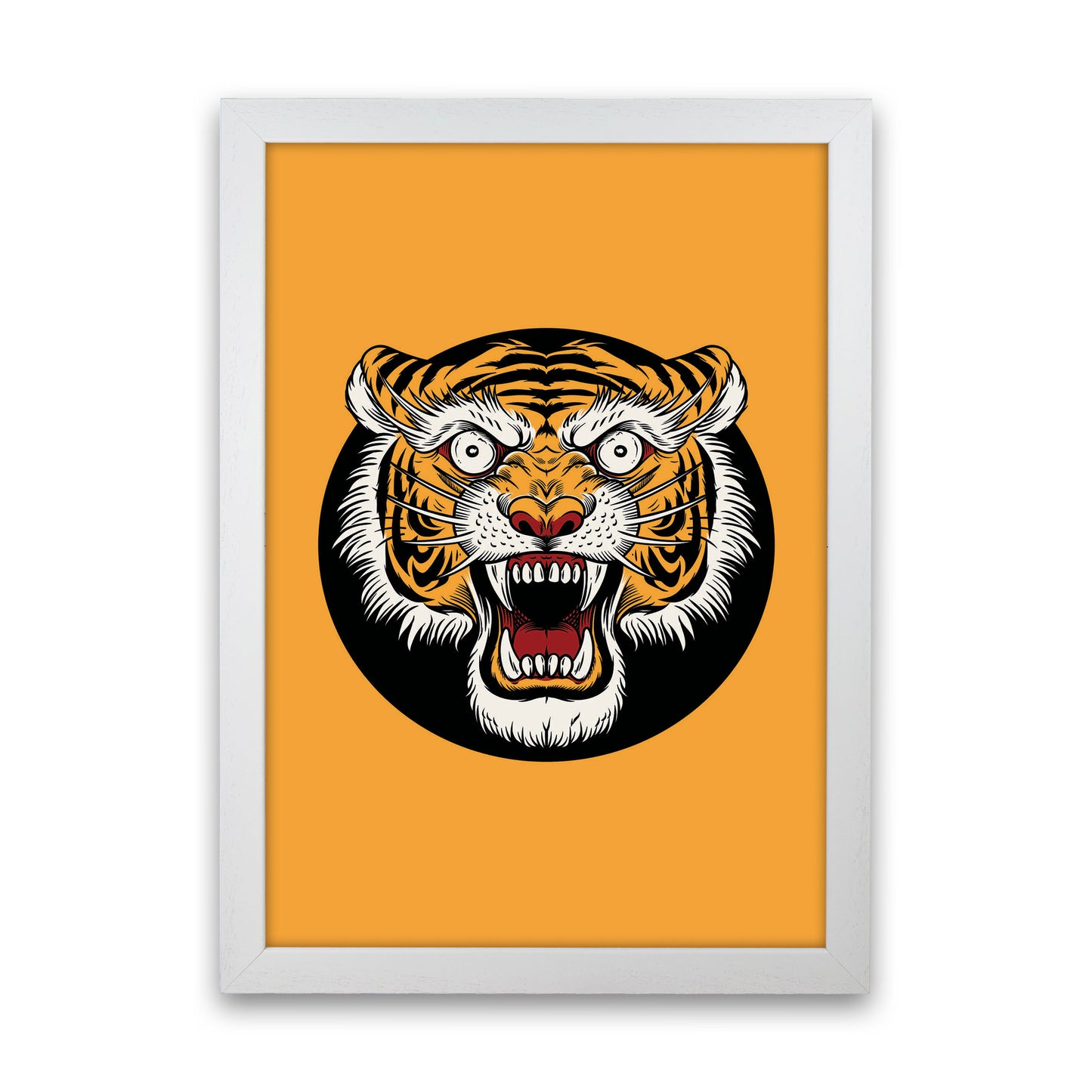 Vintage Tiger Art Print by Jason Stanley White Grain