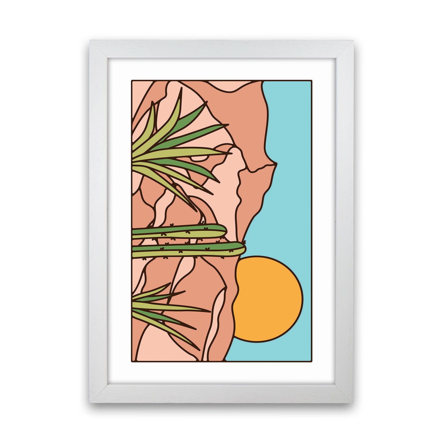 Minimal Desert Sunset Landscape Art Print by Jason Stanley White Grain