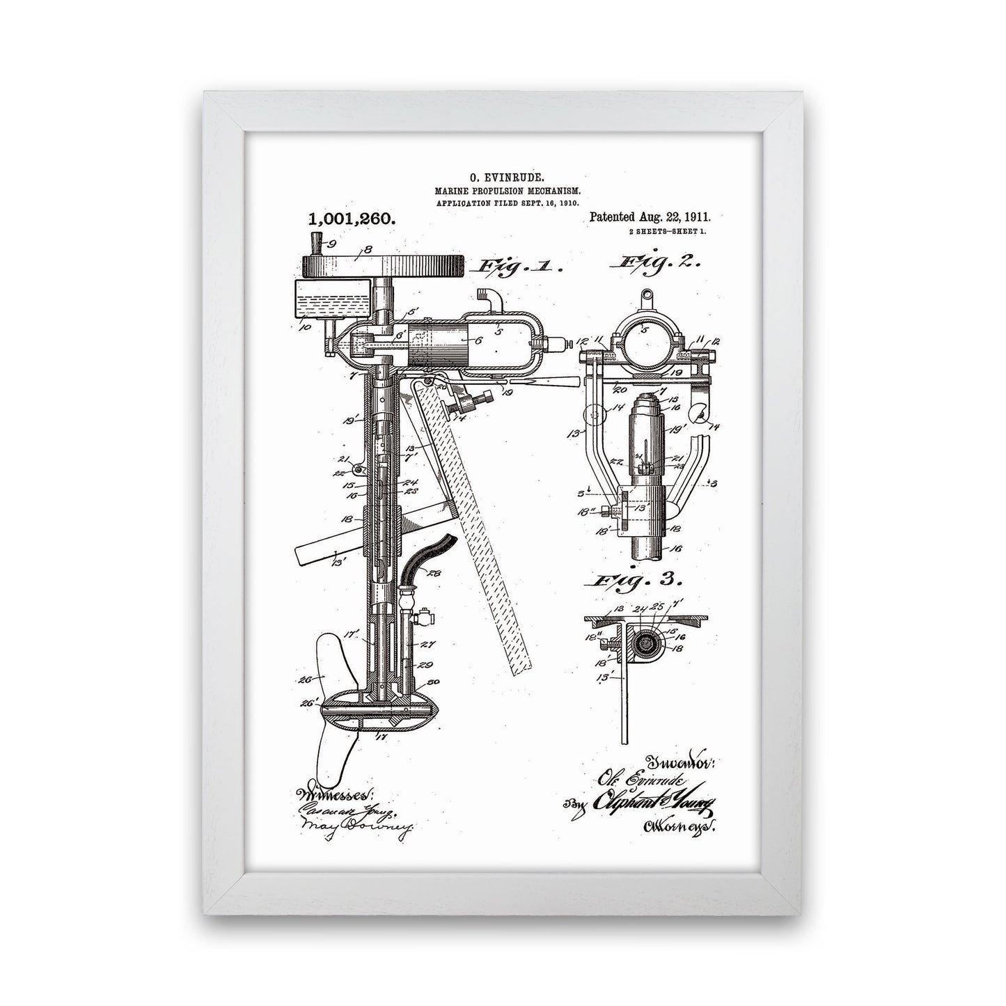 Outboard Boat Propeller Patent Art Print by Jason Stanley White Grain