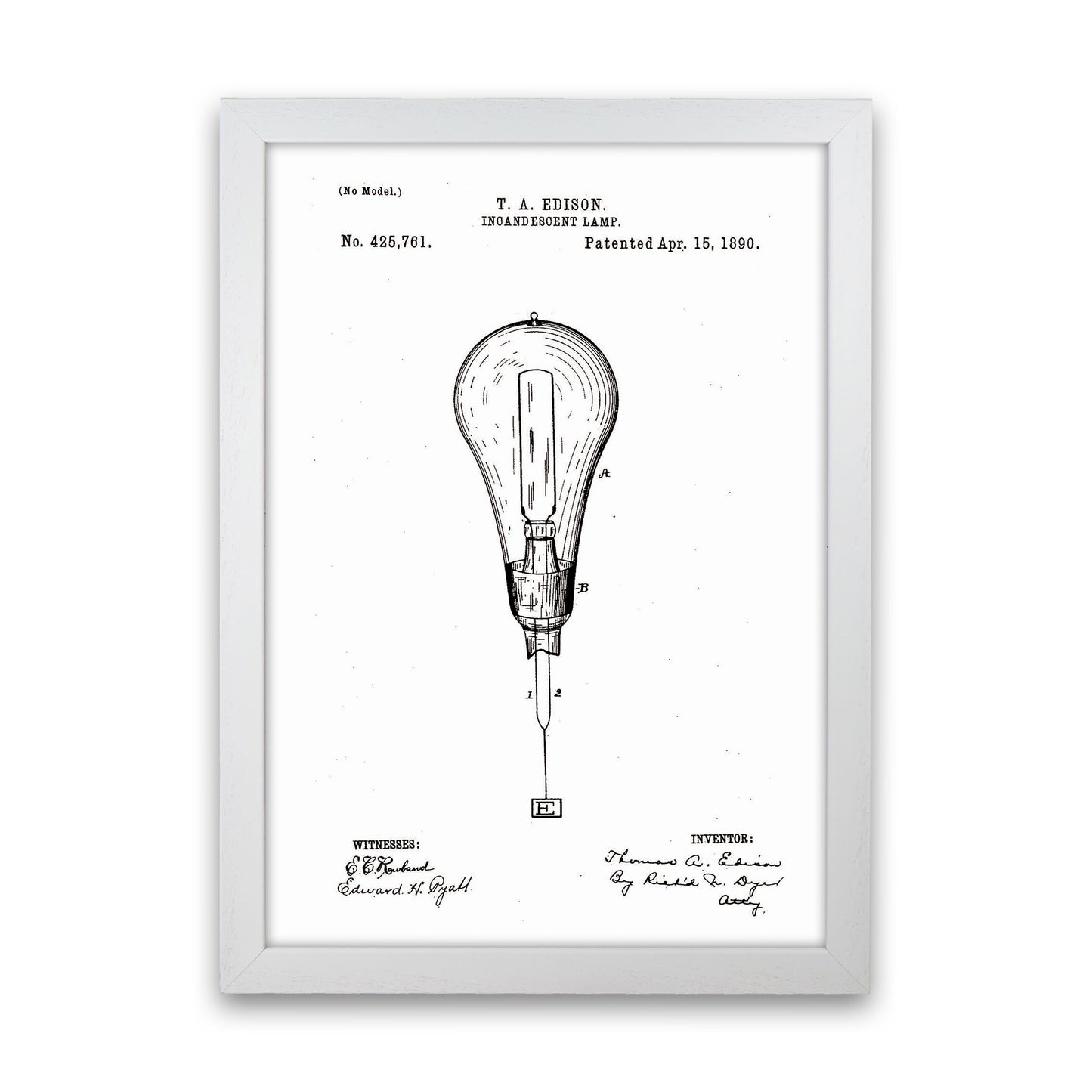 Incandescent Light Bulb Patent Art Print by Jason Stanley White Grain