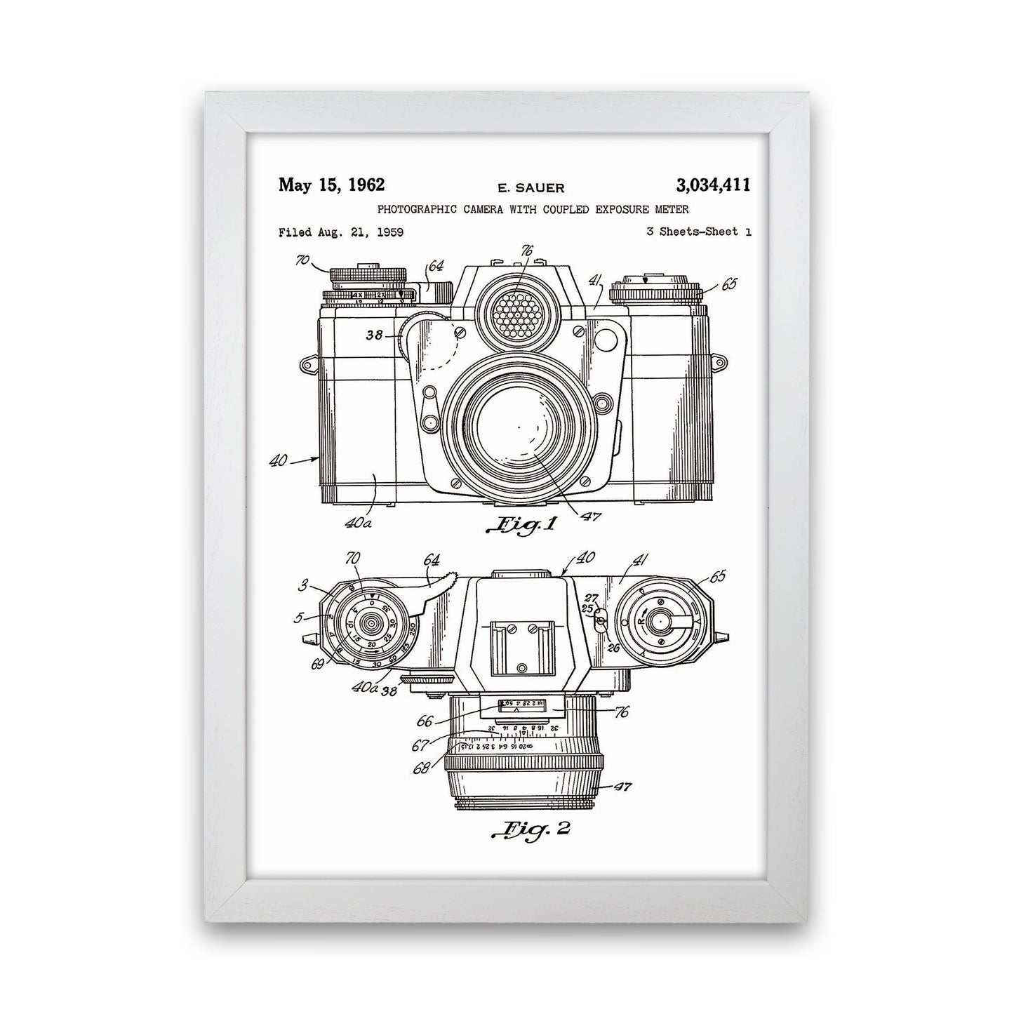 Photographic Camera Patent Art Print by Jason Stanley White Grain