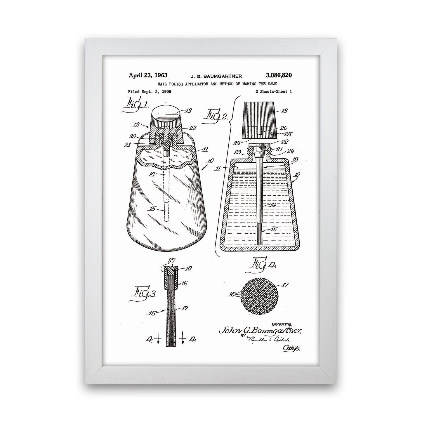 Nail Polish Applicator Patent Art Print by Jason Stanley White Grain