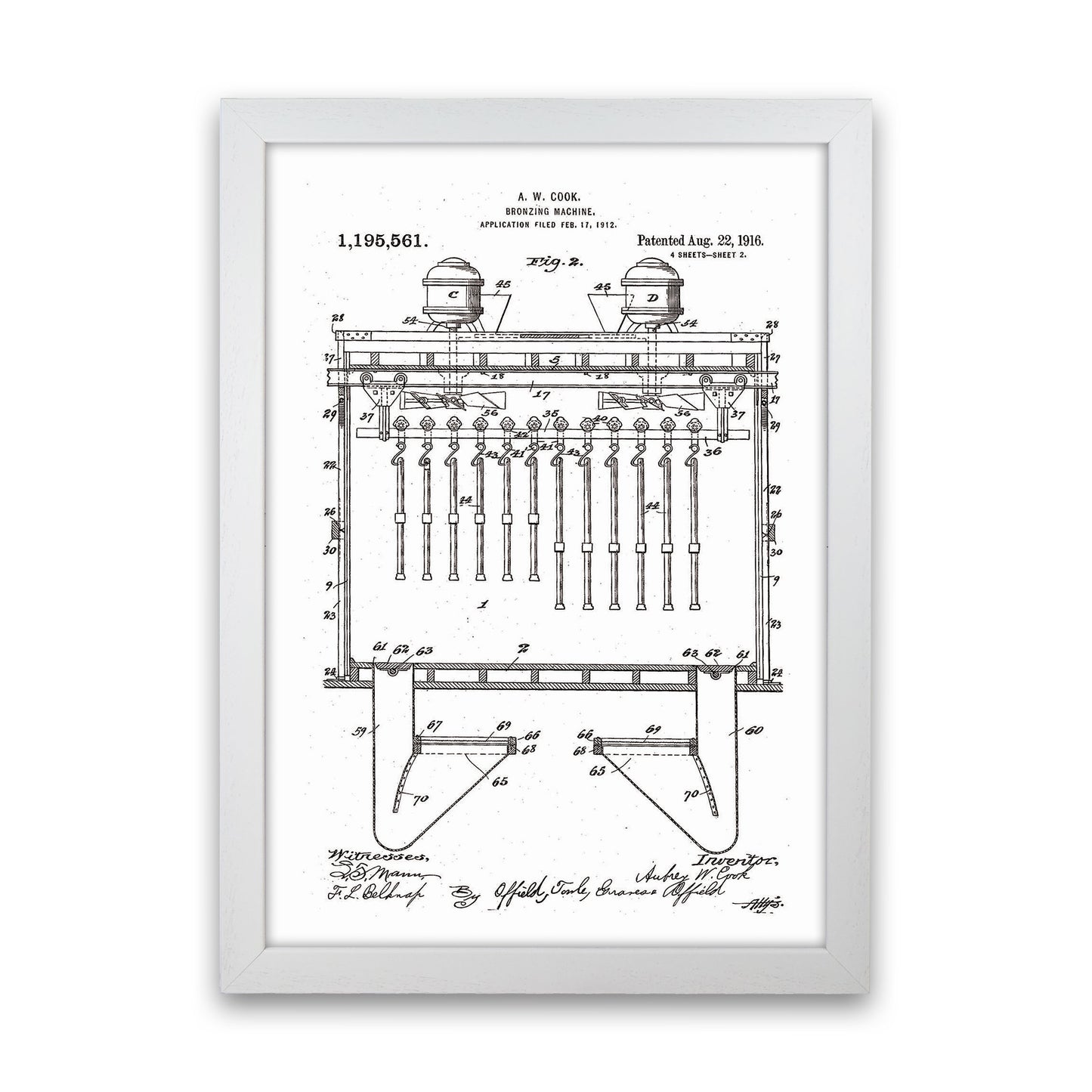 Bronzing Machine Patent Art Print by Jason Stanley White Grain